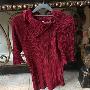 Cranberry Red Crinkle Top